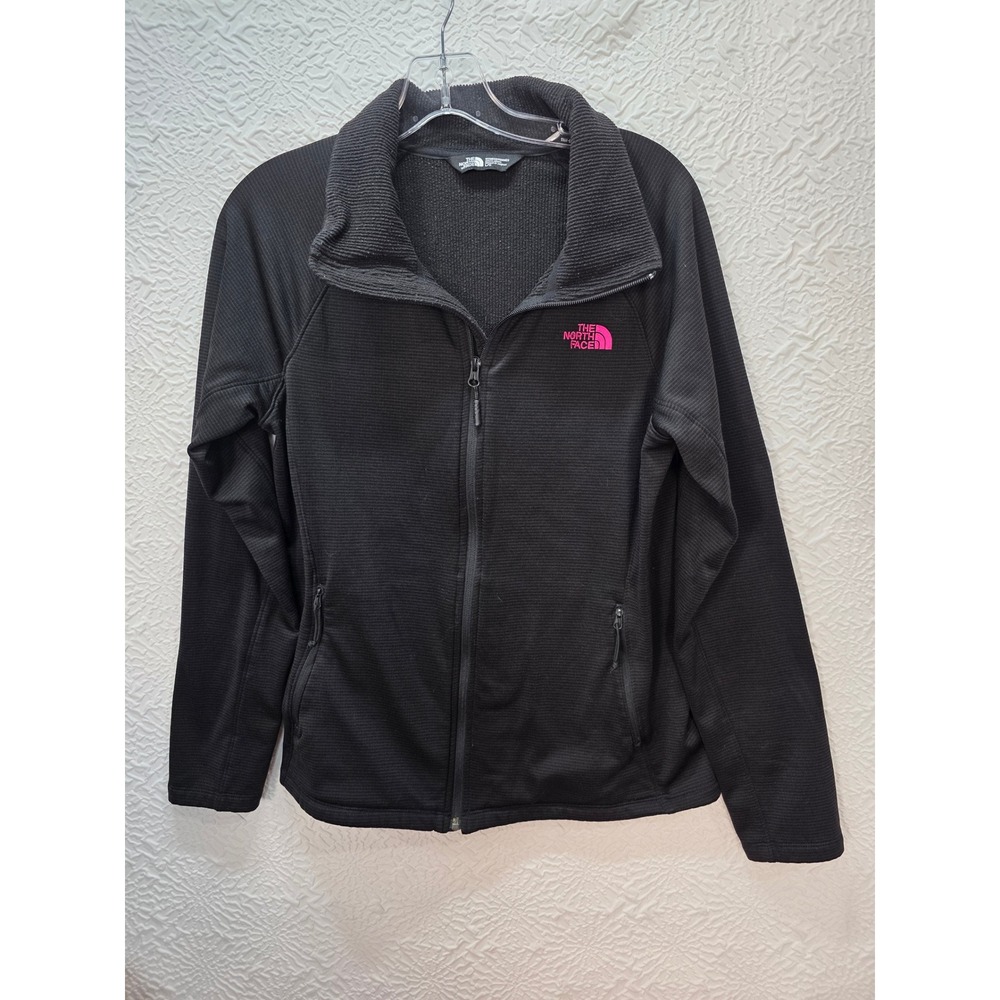 The North Face Arcata Fleece Jacket Womens Large Black Pink Logo Excellent Zip